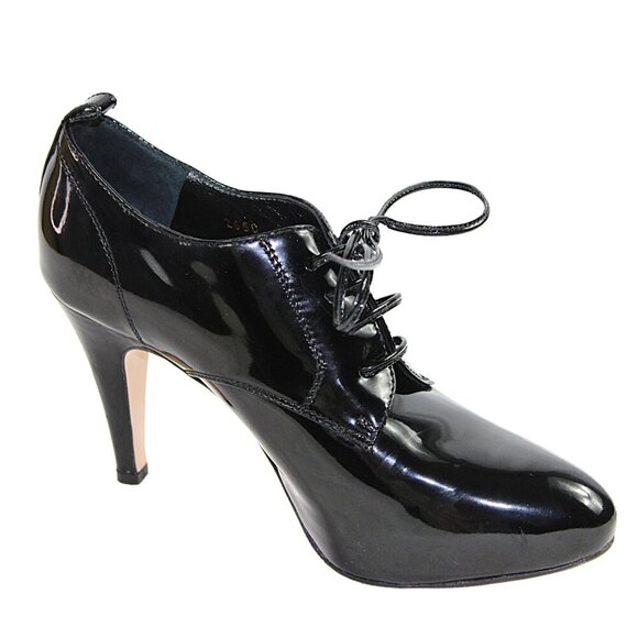 Gianvito Rossi Handcrafted Black Patent Lace Up Stiletto, Size 36.5 (US 6.5) main image 5